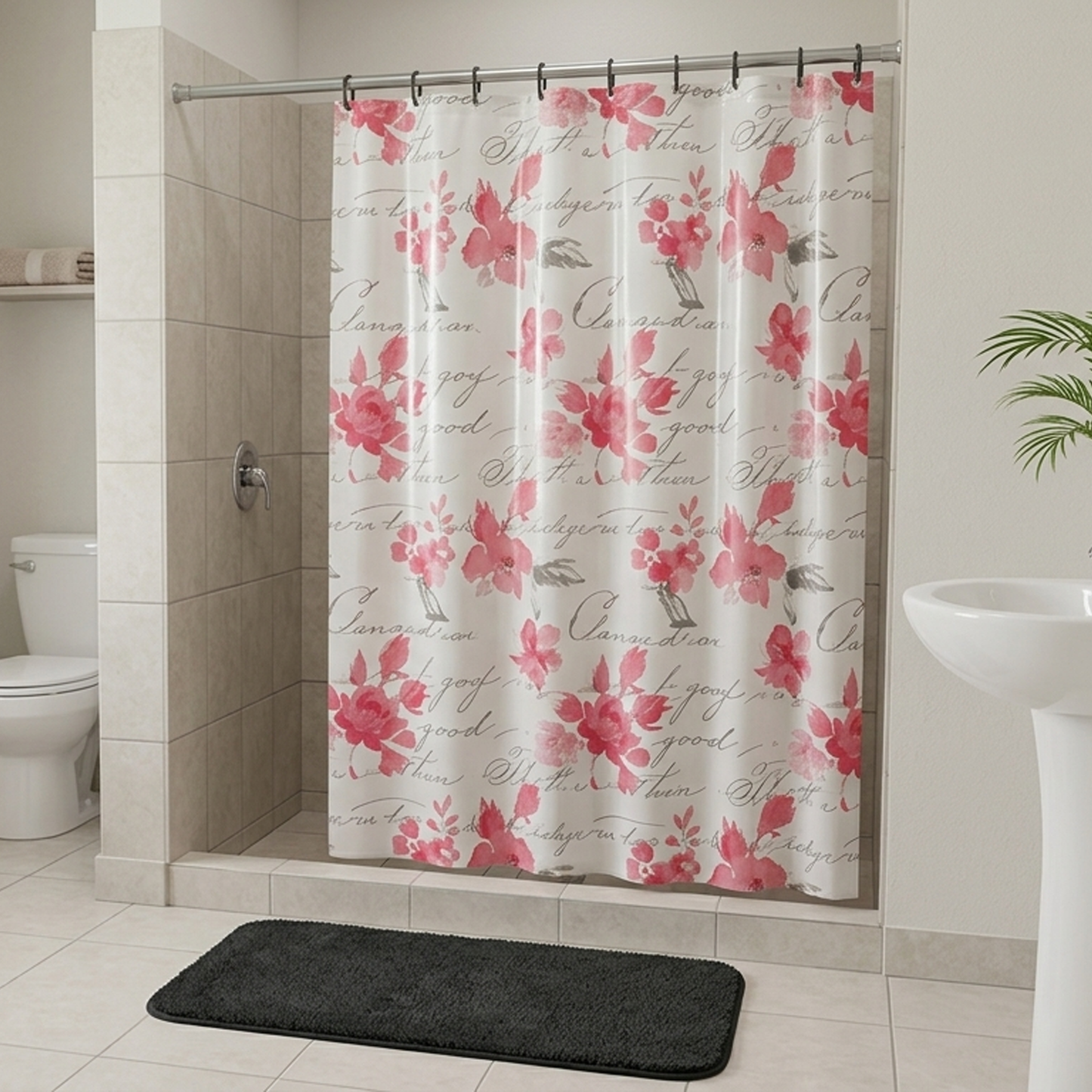 Shower Curtain + Bath Mat Set