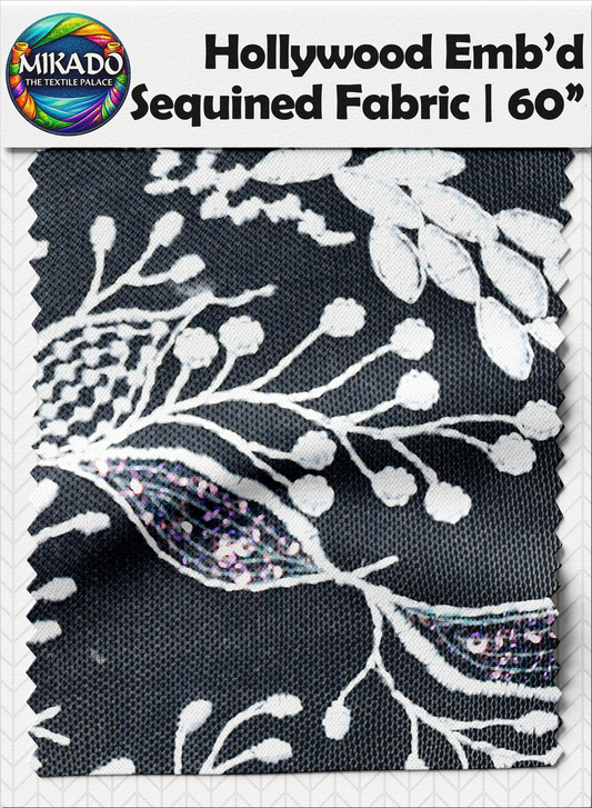 Hollywood Embroidered Sequined Fabric | Willow Vine