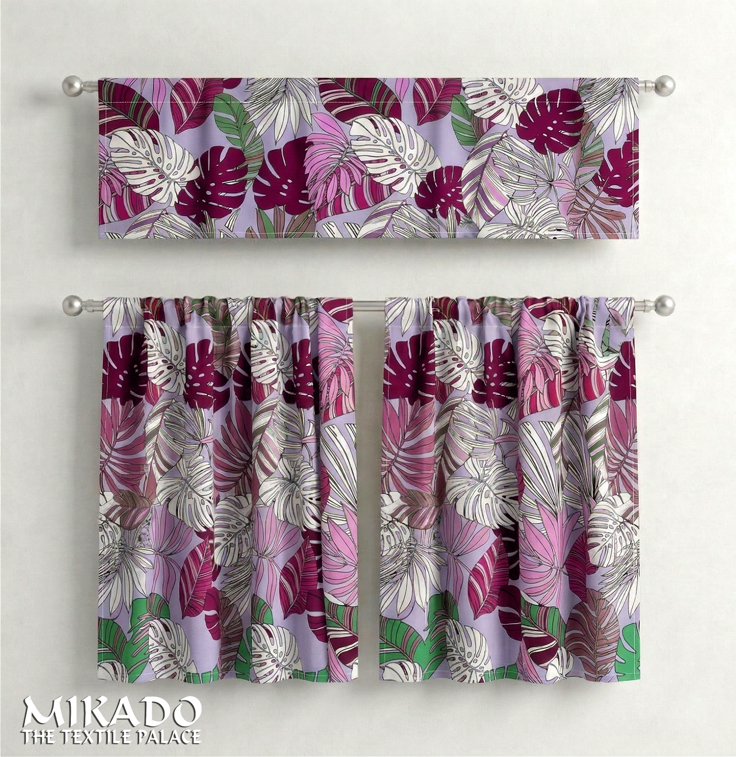 Aralia Blackout Kitchen Curtain | Monstera