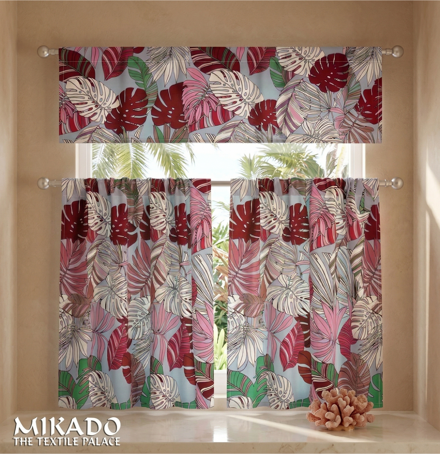 Aralia Blackout Kitchen Curtain | Monstera