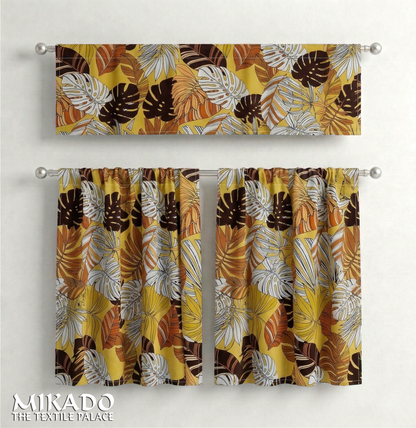 Aralia Blackout Kitchen Curtain | Monstera