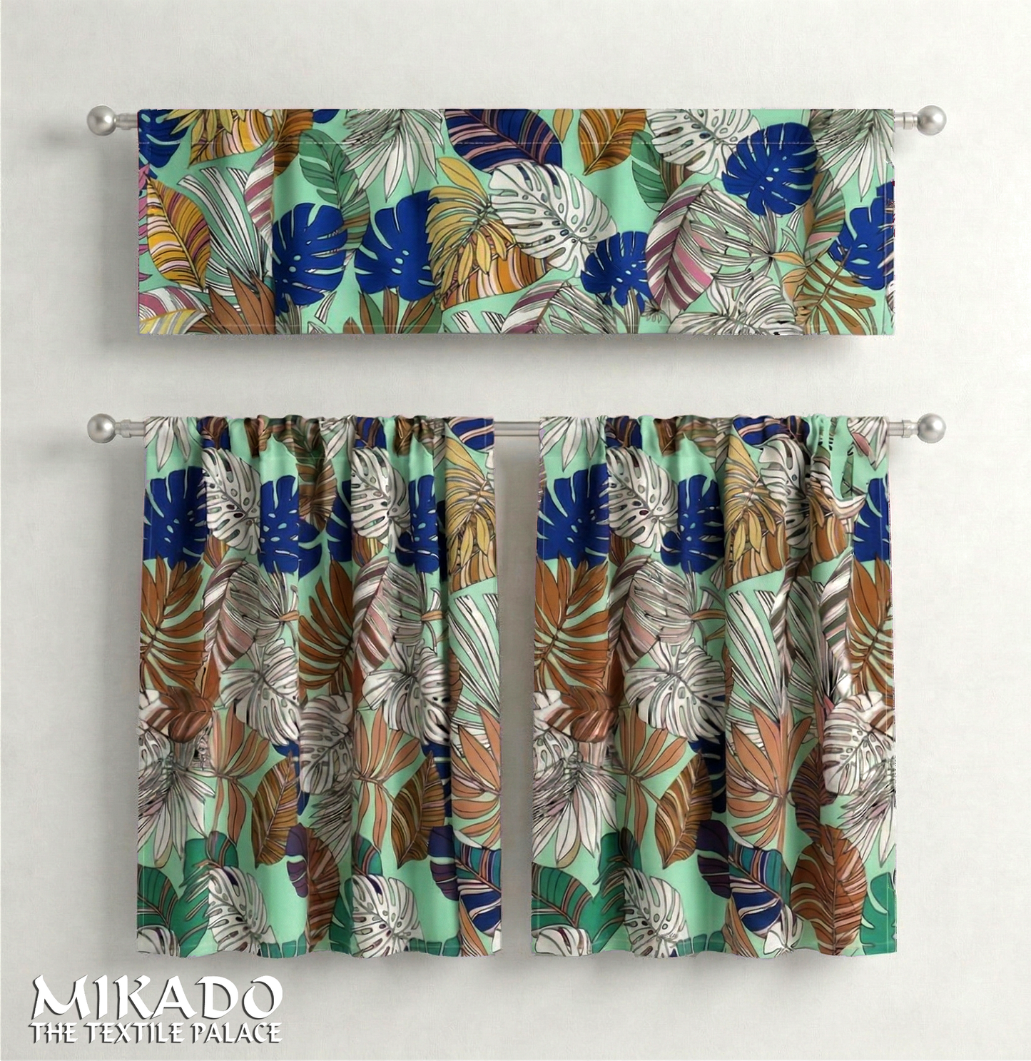 Aralia Blackout Kitchen Curtain | Monstera