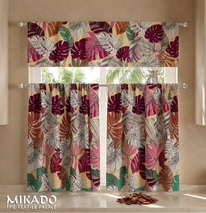 Aralia Blackout Kitchen Curtain | Monstera