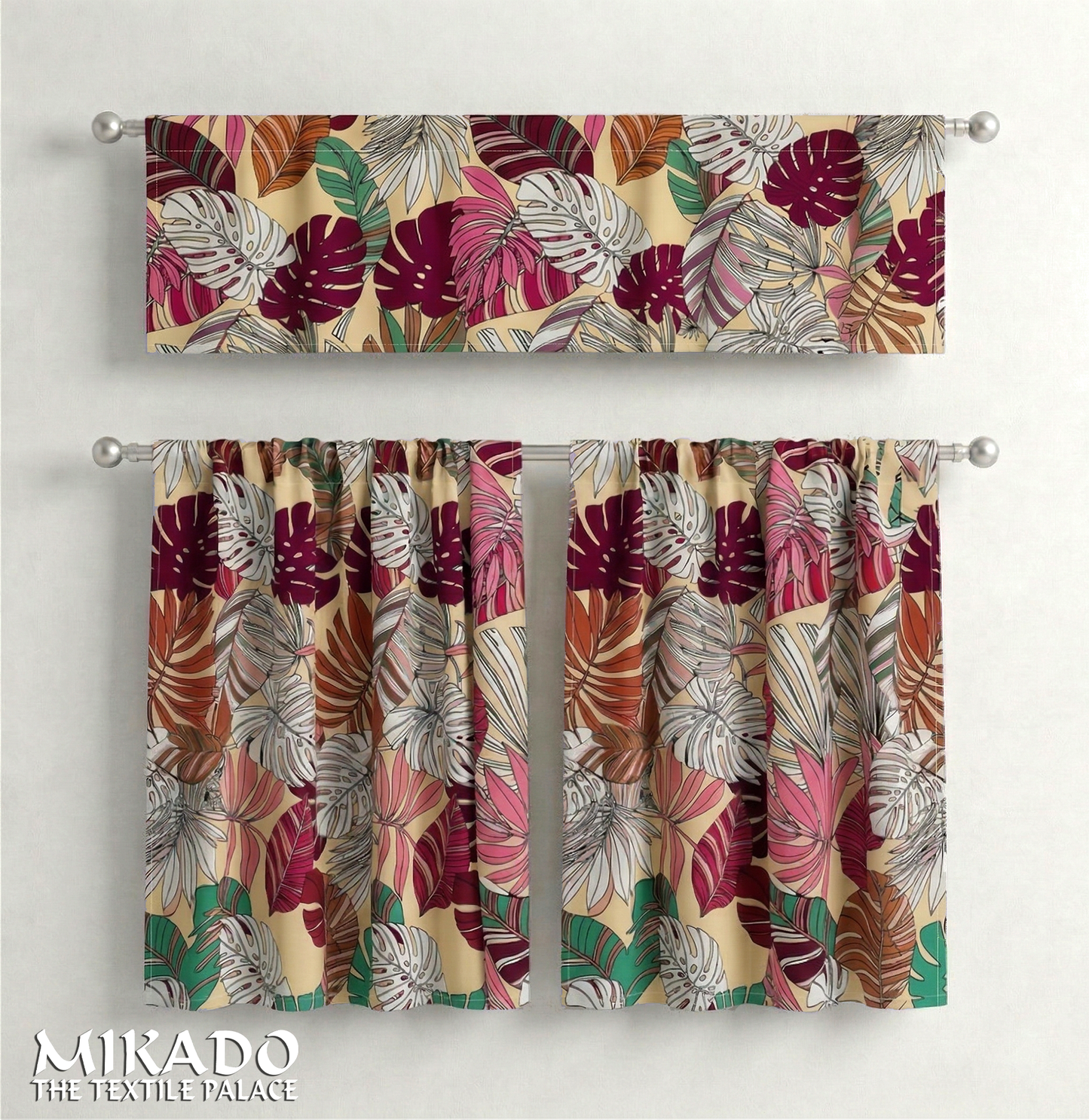 Aralia Blackout Kitchen Curtain | Monstera