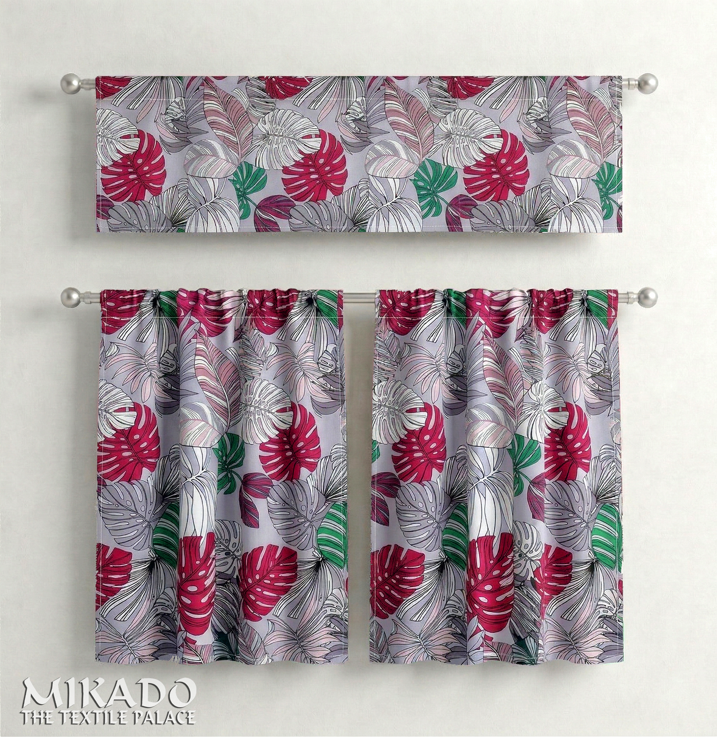 Aralia Blackout Kitchen Curtain | Monstera