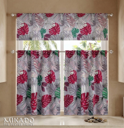 Aralia Blackout Kitchen Curtain | Monstera
