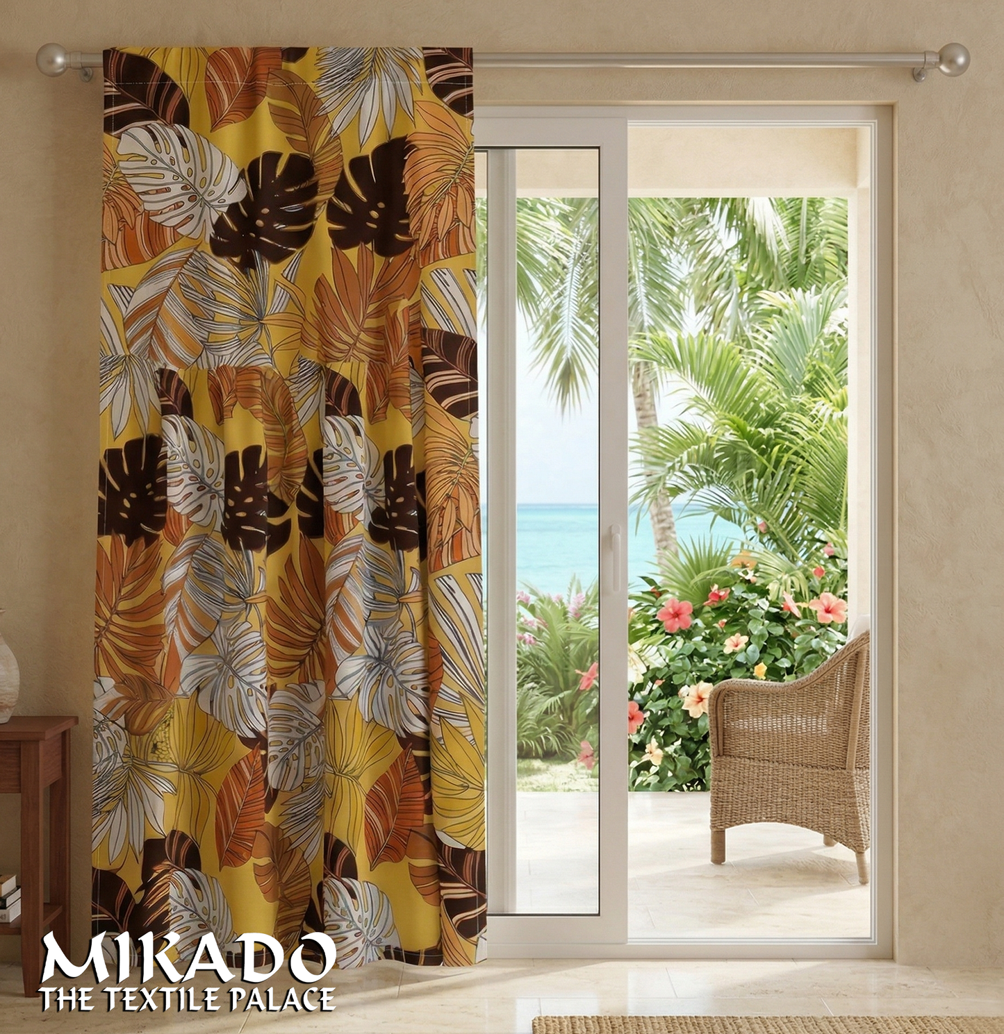 Aralia Blackout Kitchen Curtain | Monstera