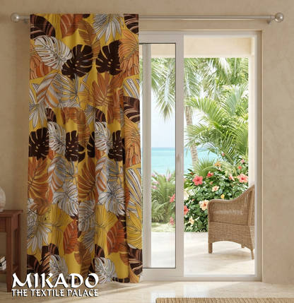 Aralia Blackout Kitchen Curtain | Monstera