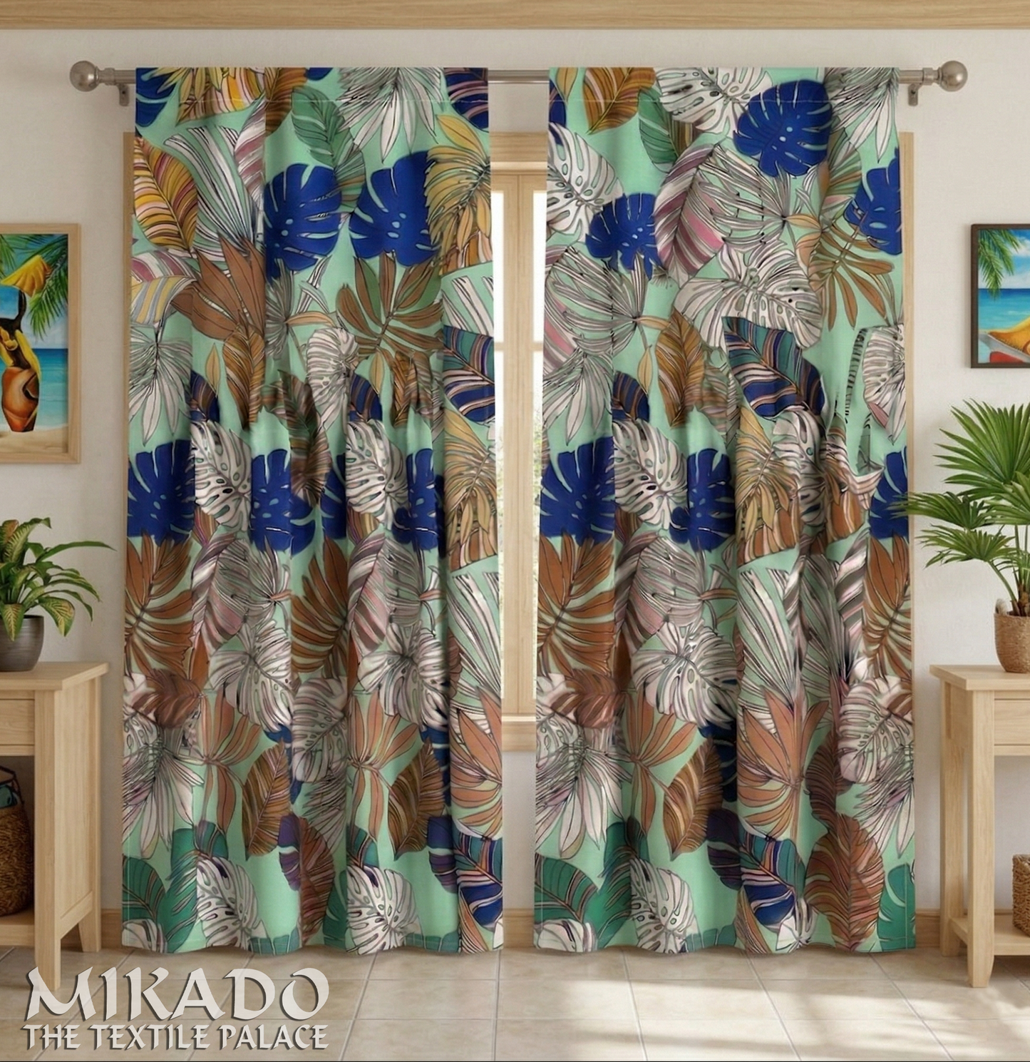 Aralia Blackout Kitchen Curtain | Monstera