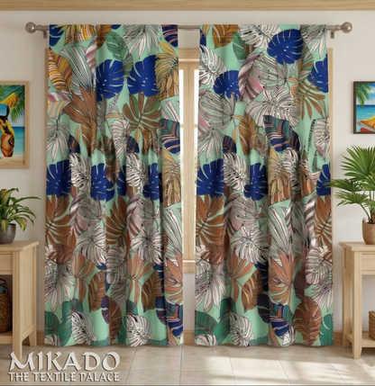 Aralia Blackout Kitchen Curtain | Monstera