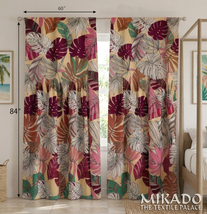 Aralia Blackout Kitchen Curtain | Monstera