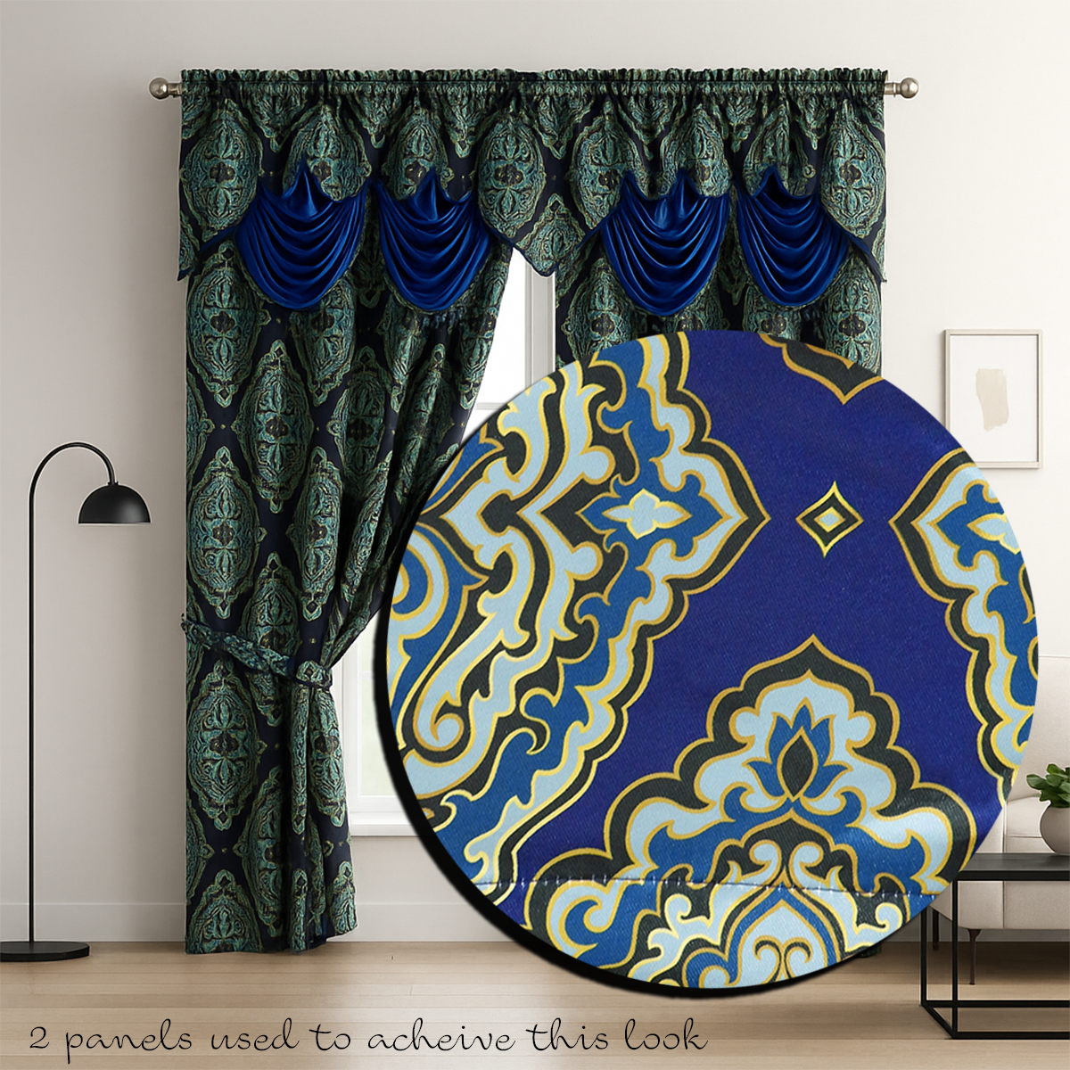 Ciely Jacquard Window Panel, Attached Valance