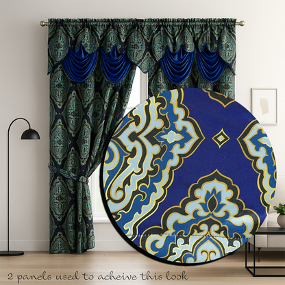 Ciely Jacquard Window Panel, Attached Valance
