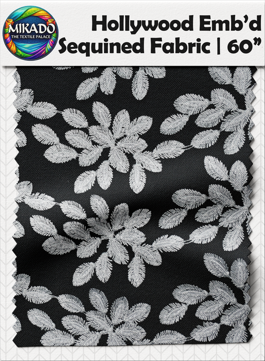 Hollywood Embroidered Sequined Fabric | Fern Rosette