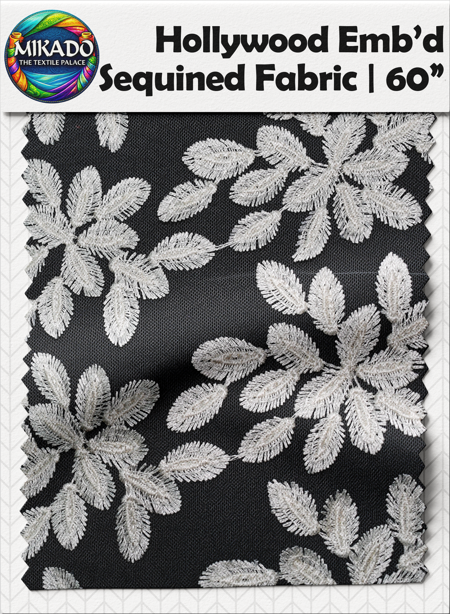 Hollywood Embroidered Sequined Fabric | Fern Rosette