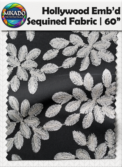 Hollywood Embroidered Sequined Fabric | Fern Rosette