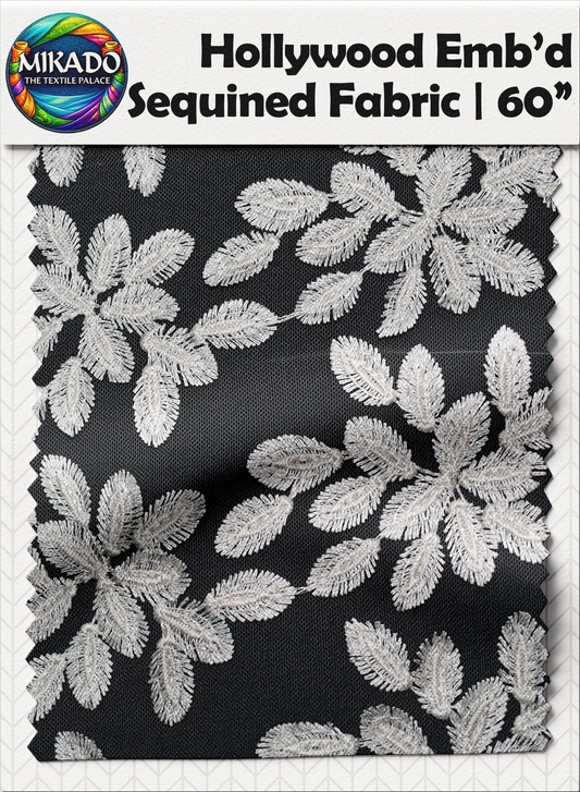 Hollywood Embroidered Sequined Fabric | Fern Rosette