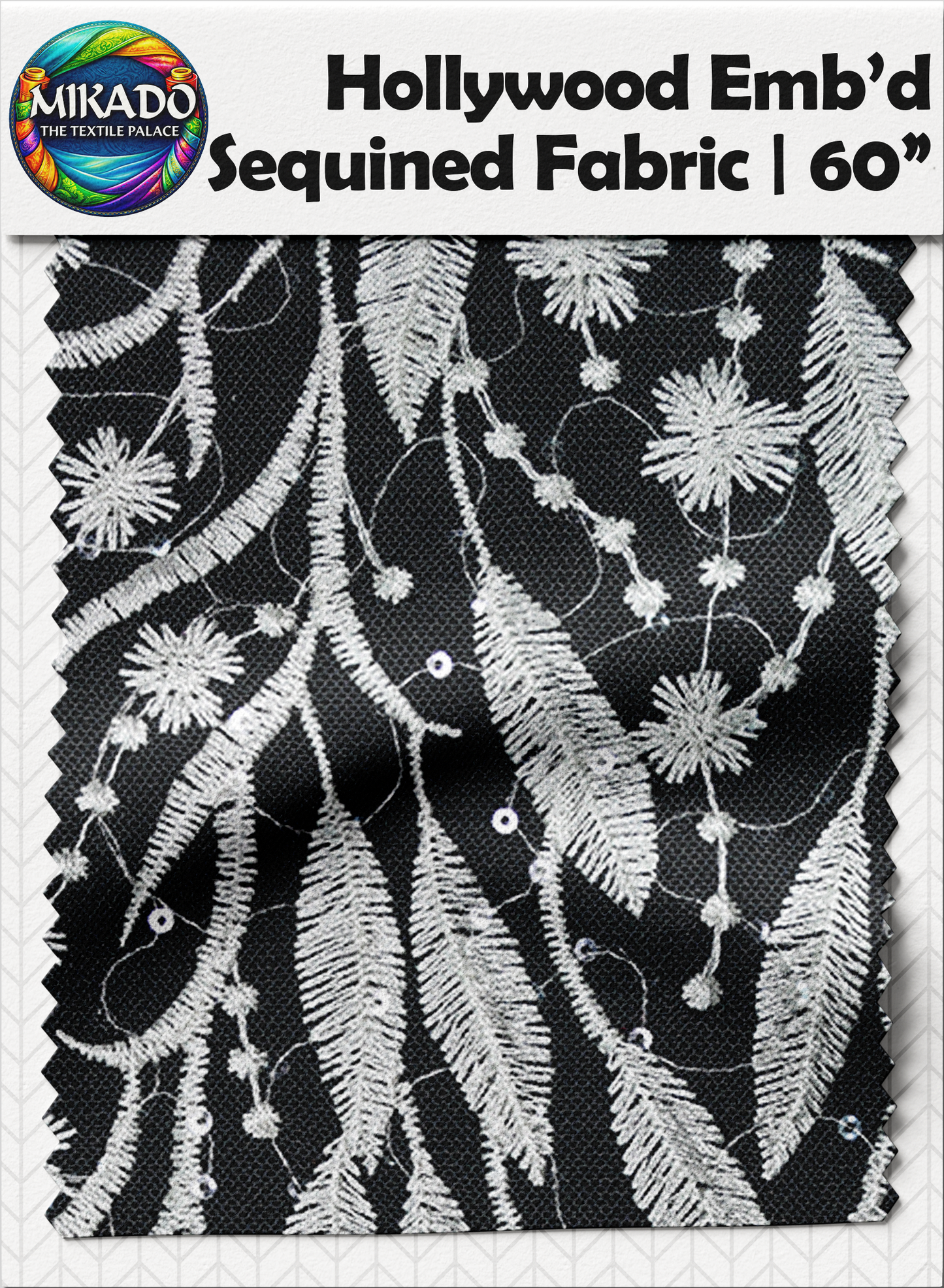 Hollywood Embroidered Sequined Fabric | Ivory Meadow