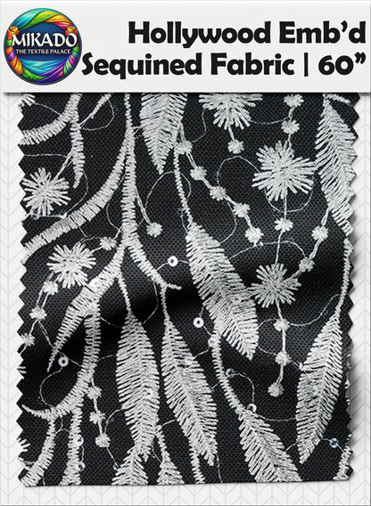 Hollywood Embroidered Sequined Fabric | Ivory Meadow