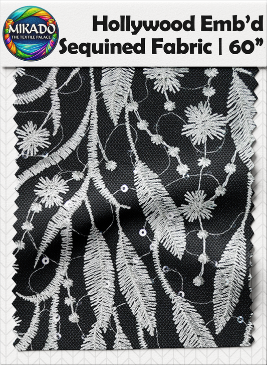 Hollywood Embroidered Sequined Fabric | Ivory Meadow