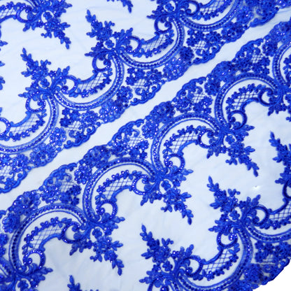 Corded Chantilly Embroidered Tulle Lace