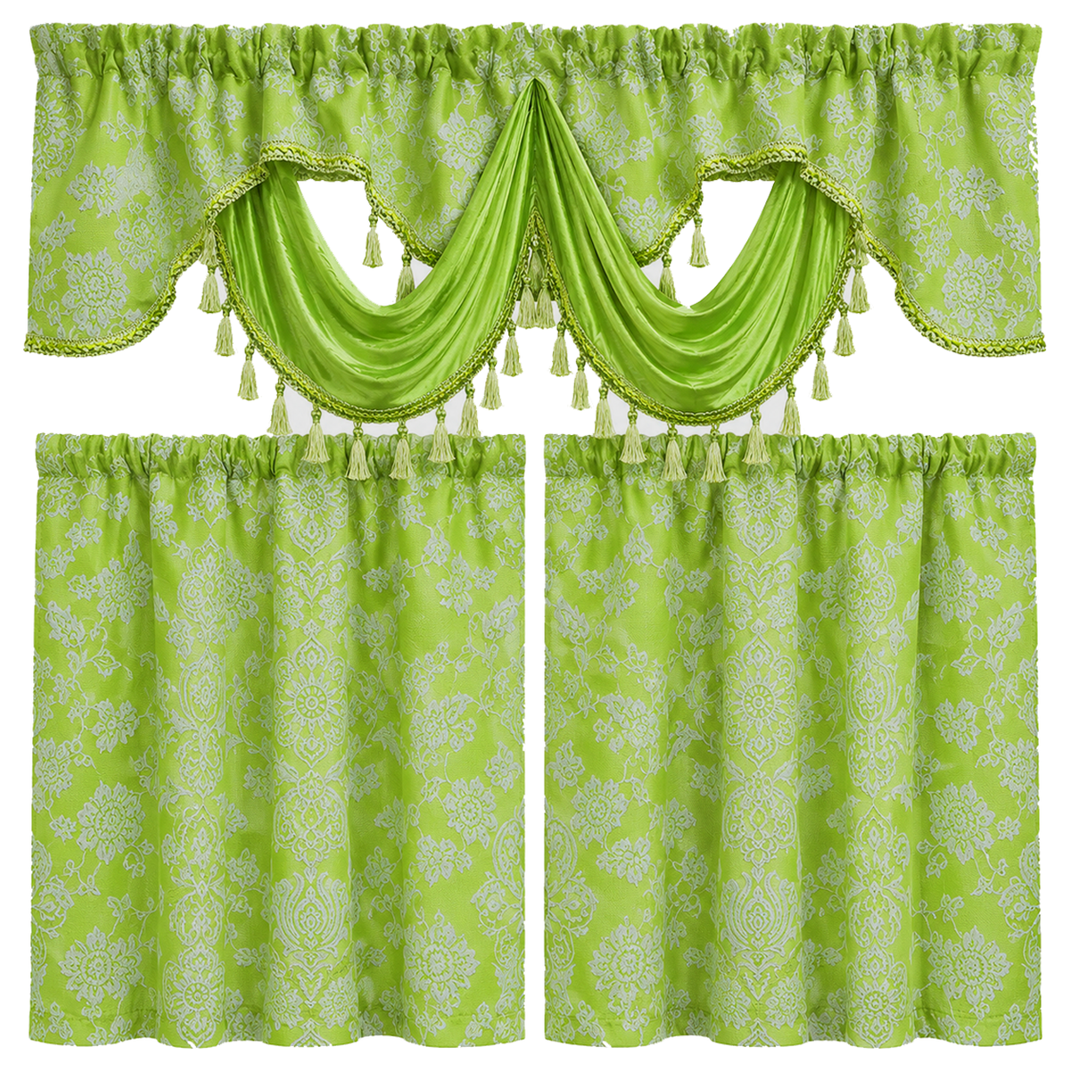 Rasberrie Luxury Jacquard Kitchen Curtain Set | Cortinas de Cocina