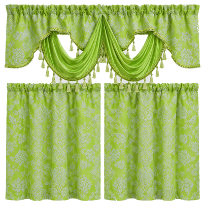 Rasberrie Luxury Jacquard Kitchen Curtain Set | Cortinas de Cocina