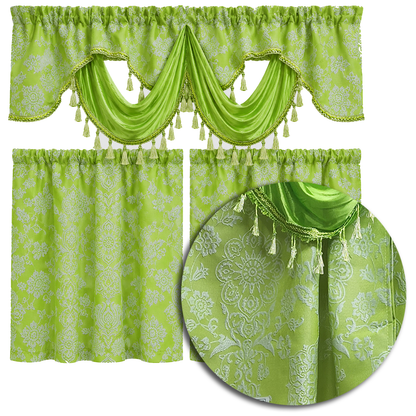 Rasberrie Luxury Jacquard Kitchen Curtain Set | Cortinas de Cocina