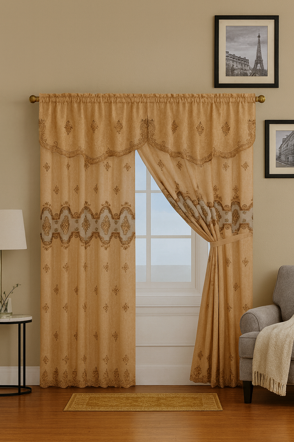 Linnea Embroidery Window Panel with Attached Valance – Mikado Store