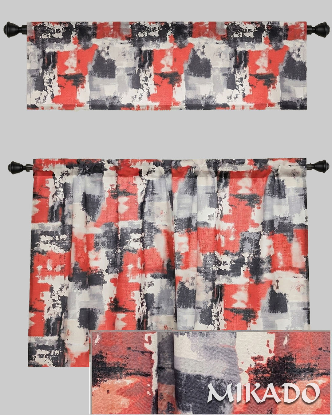 Marika Poly-Linen Kitchen Curtain Set
