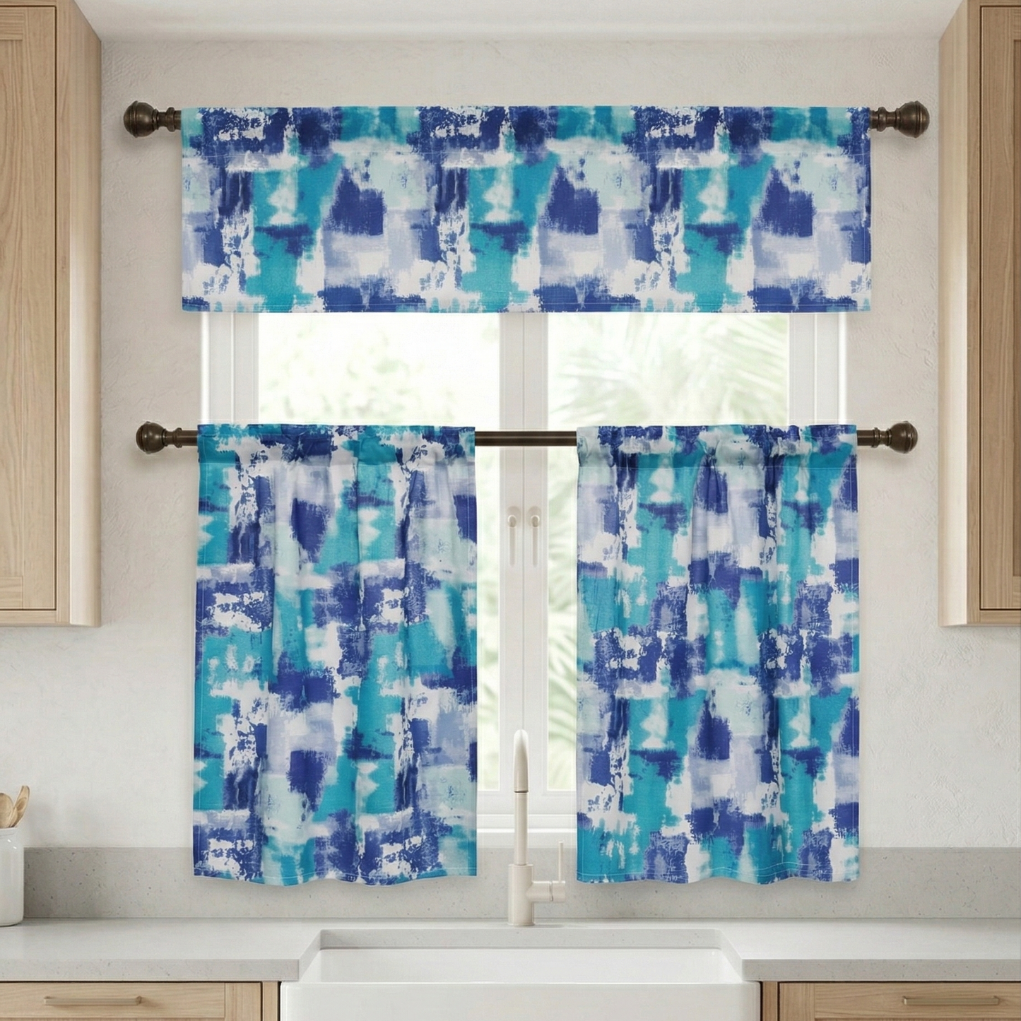Marika Poly-Linen Kitchen Curtain Set