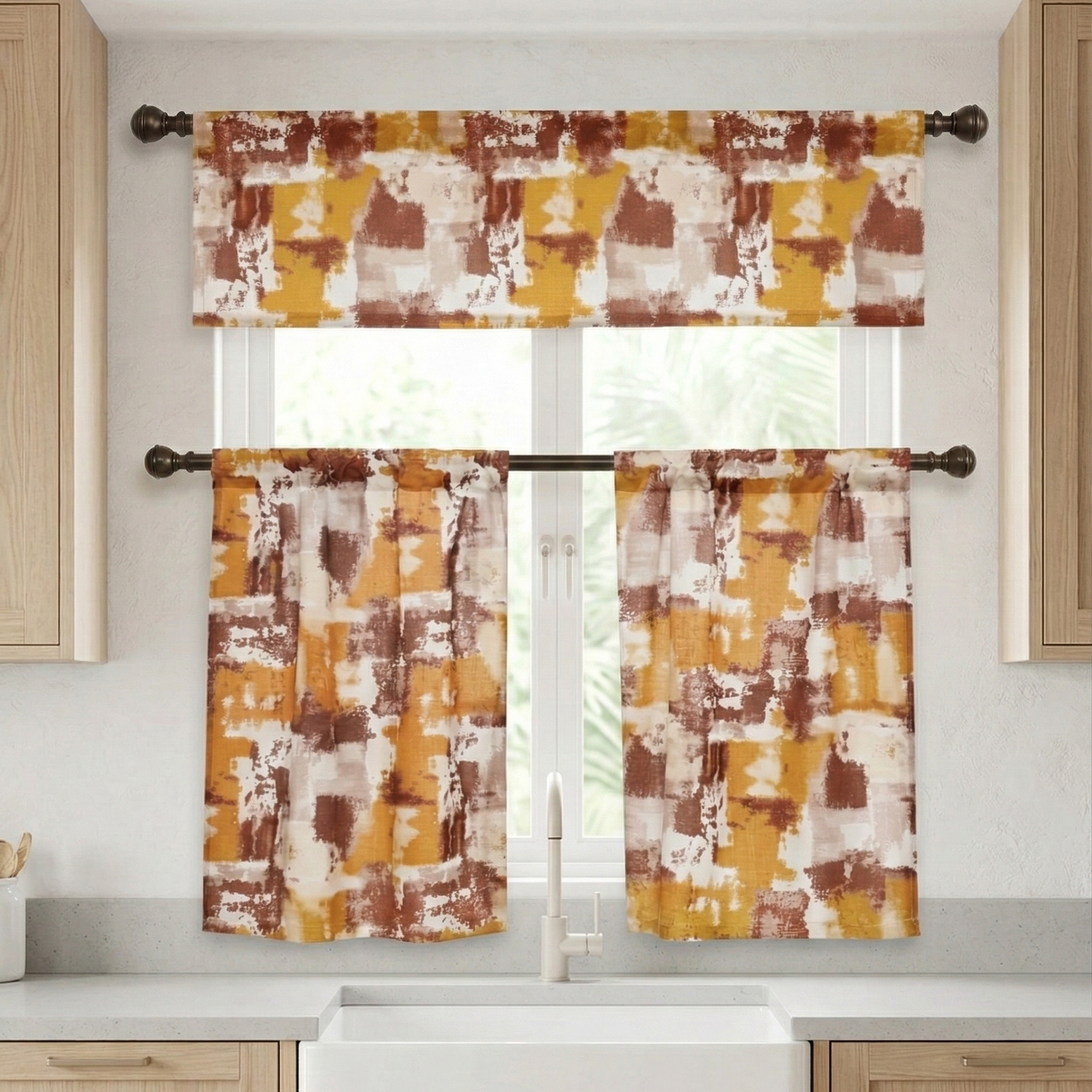 Marika Poly-Linen Kitchen Curtain Set