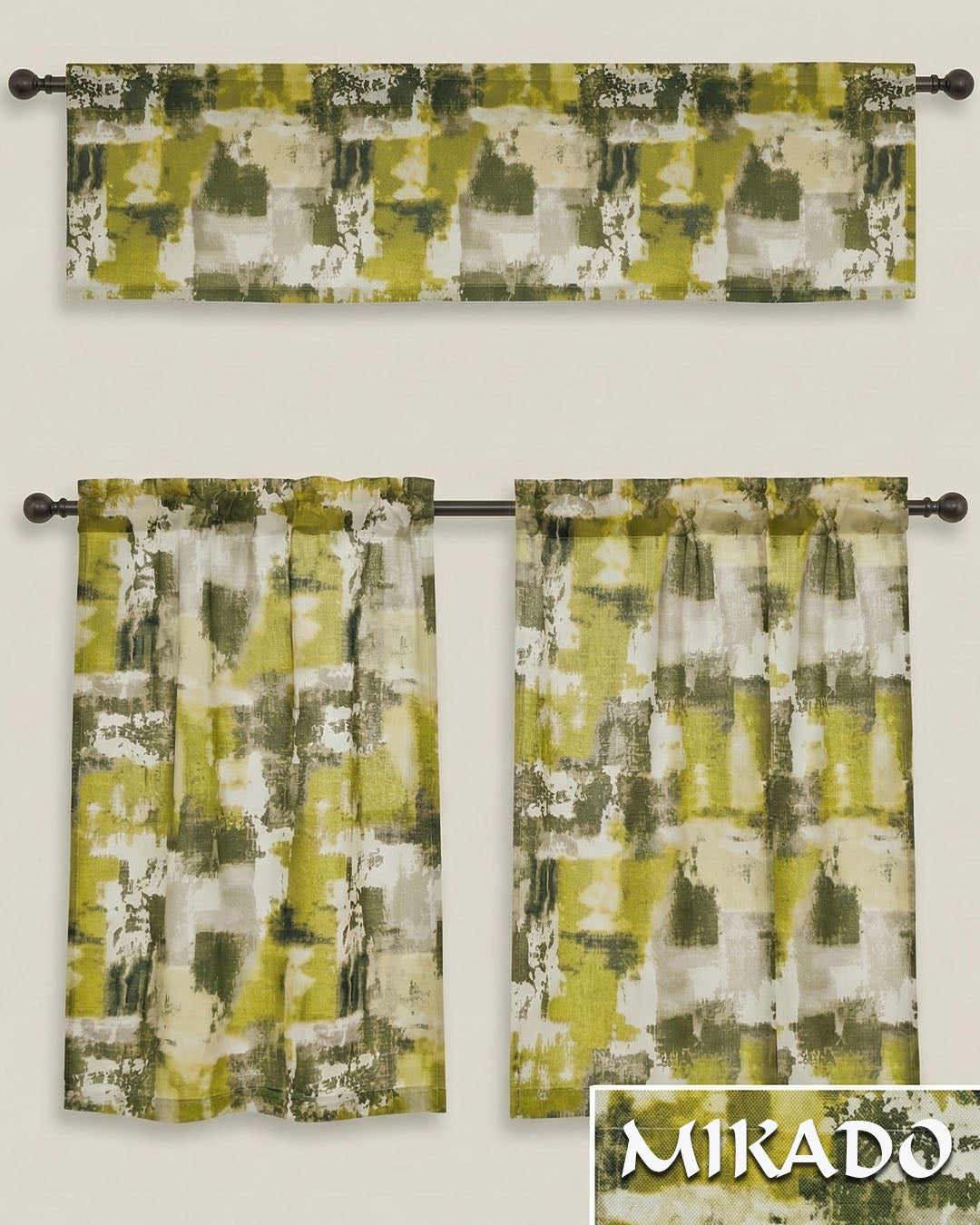 Marika Poly-Linen Kitchen Curtain Set