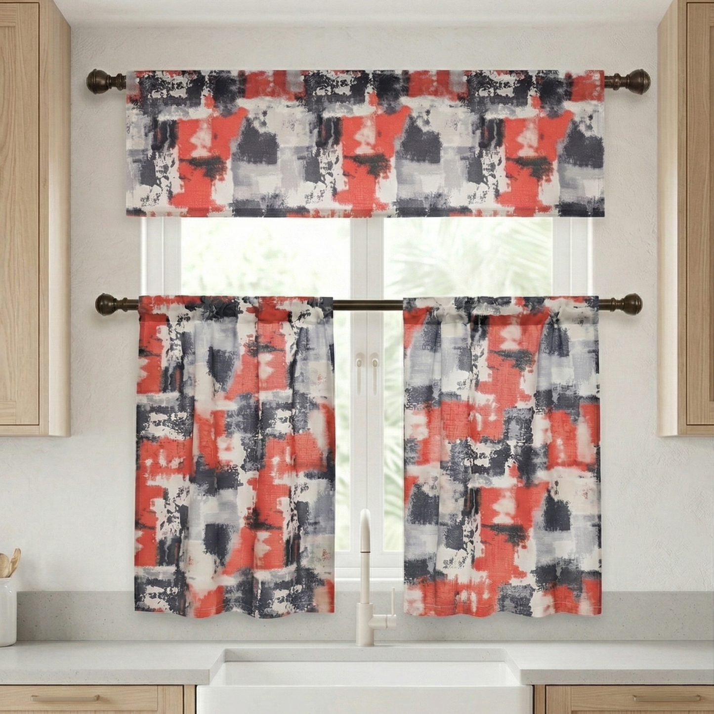Marika Poly-Linen Kitchen Curtain Set