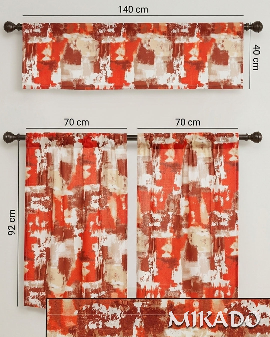 Marika Poly-Linen Kitchen Curtain Set