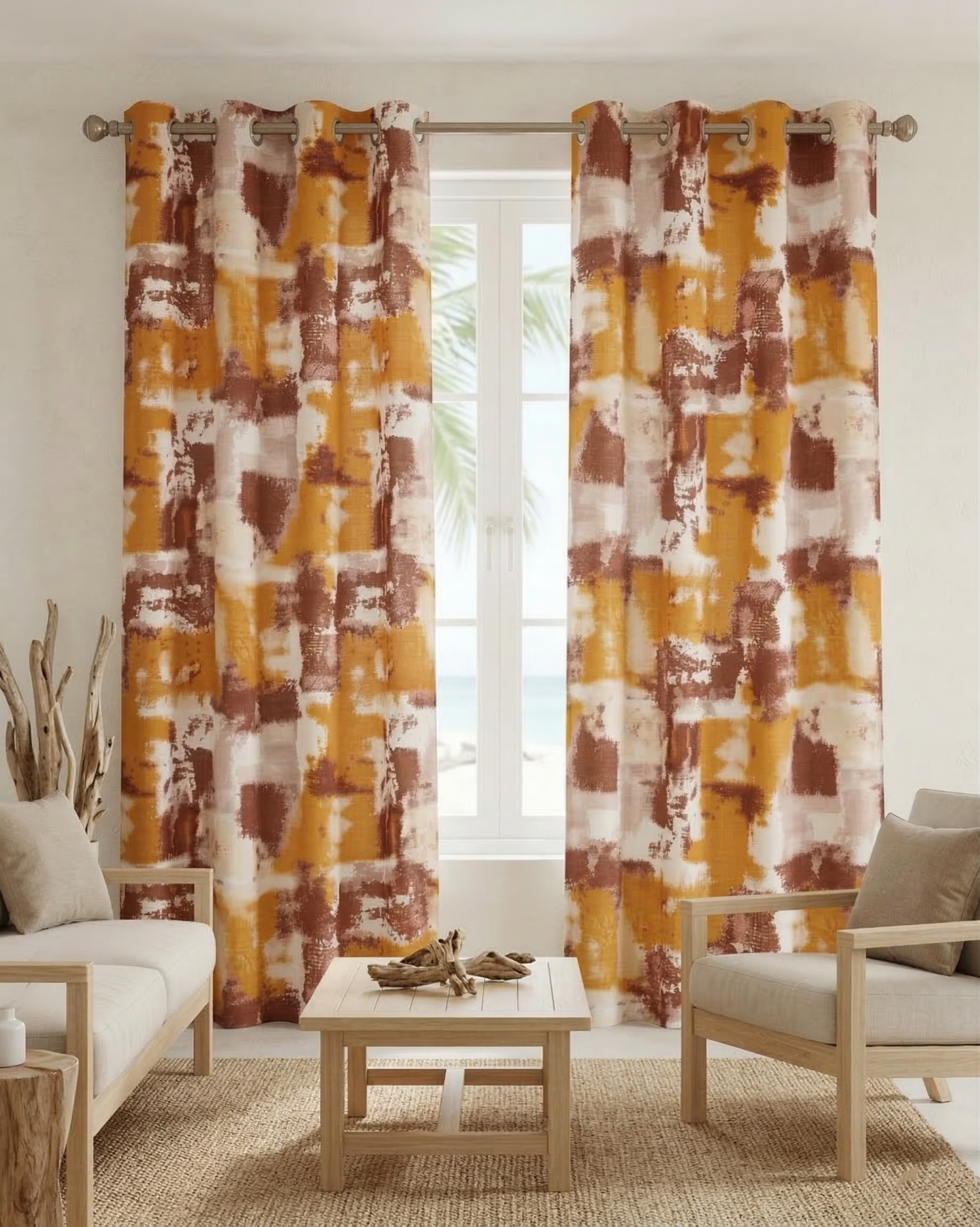 Marika Poly-Linen Kitchen Curtain Set