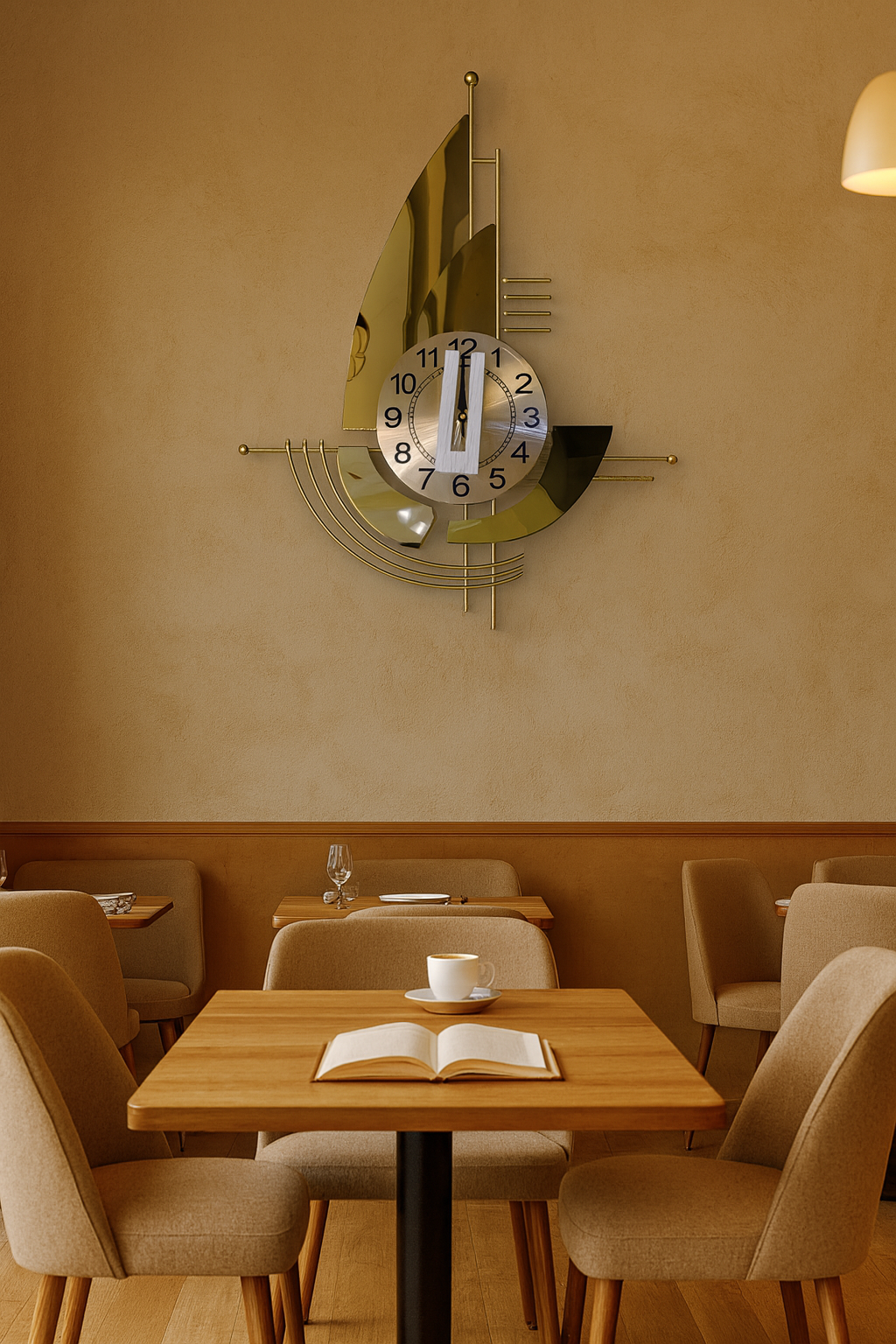 Modern Decorative 3D Metal Wall Clock | Golden Sail Boat