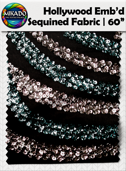 Hollywood Embroidered Sequined Fabric | Nebula Wave