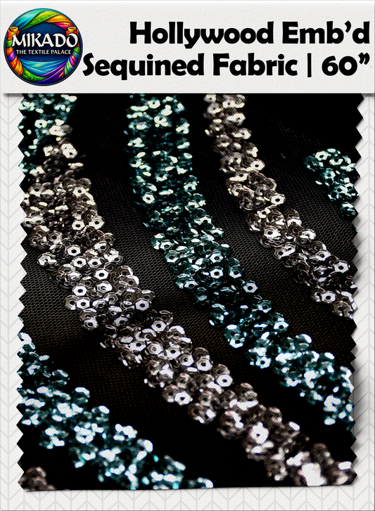 Hollywood Embroidered Sequined Fabric | Nebula Wave