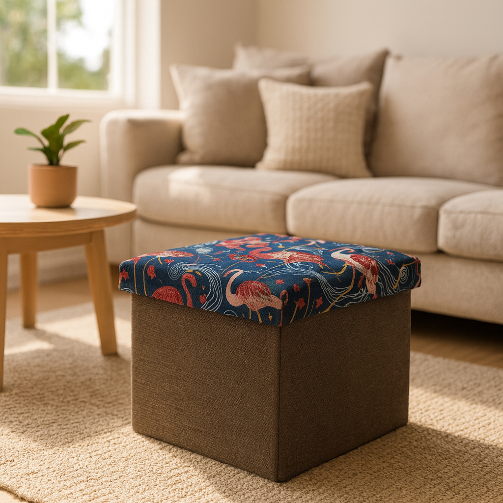 Foldable Ottoman Storage Box - Tapestry, Cube