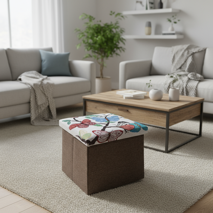Foldable Ottoman Storage Box - Tapestry, Cube