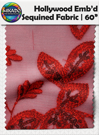 Hollywood Embroidered Sequined Fabric | Regal Laurel