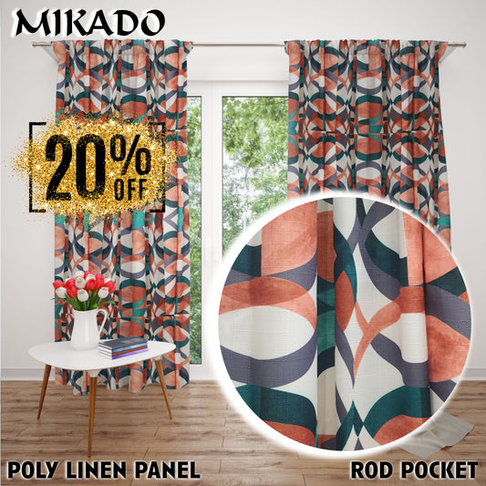 Retro Poly-Linen | Panel, Kitchen Curtain (Buy 1 Get 1 Free)