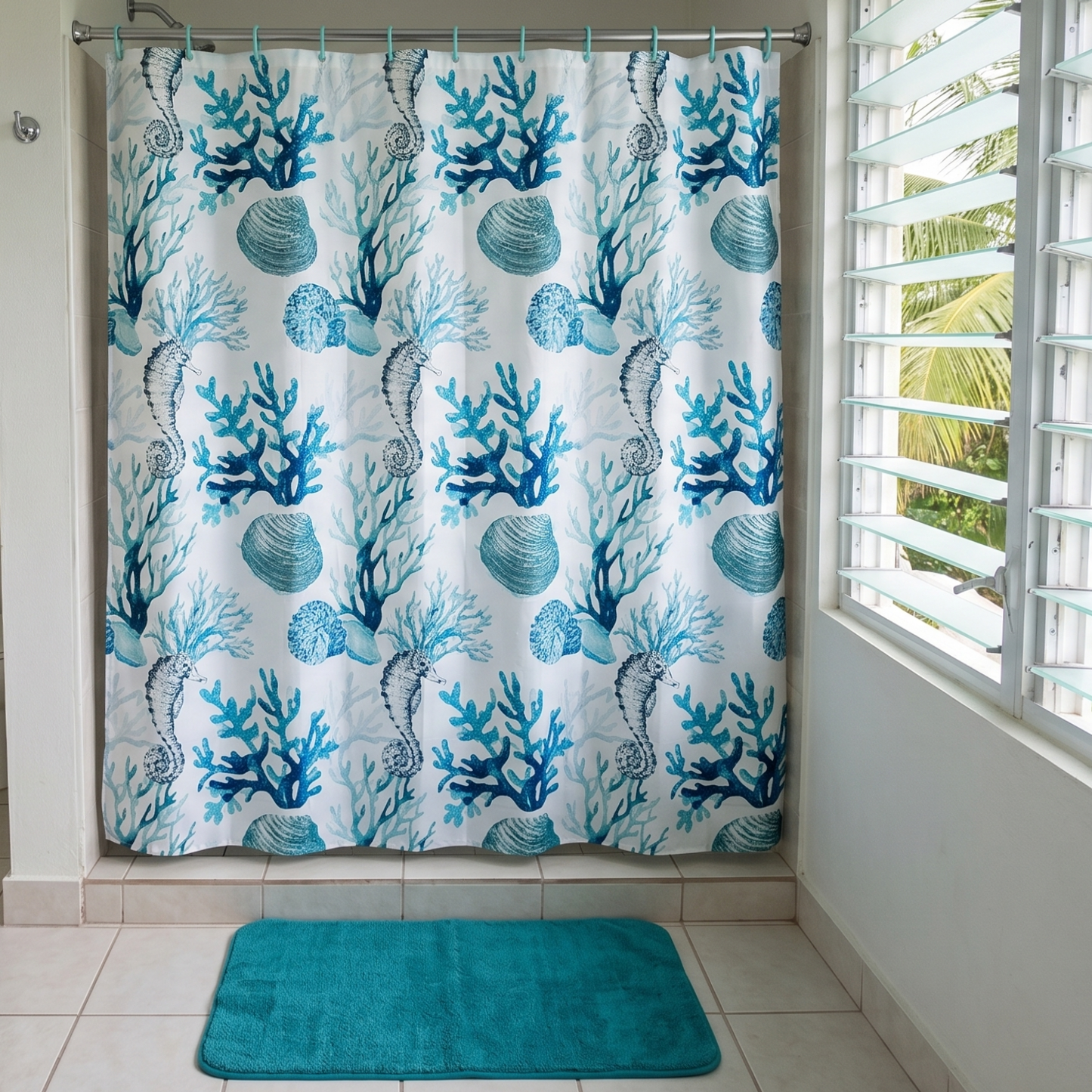 Shower Curtain + Bath Mat Set