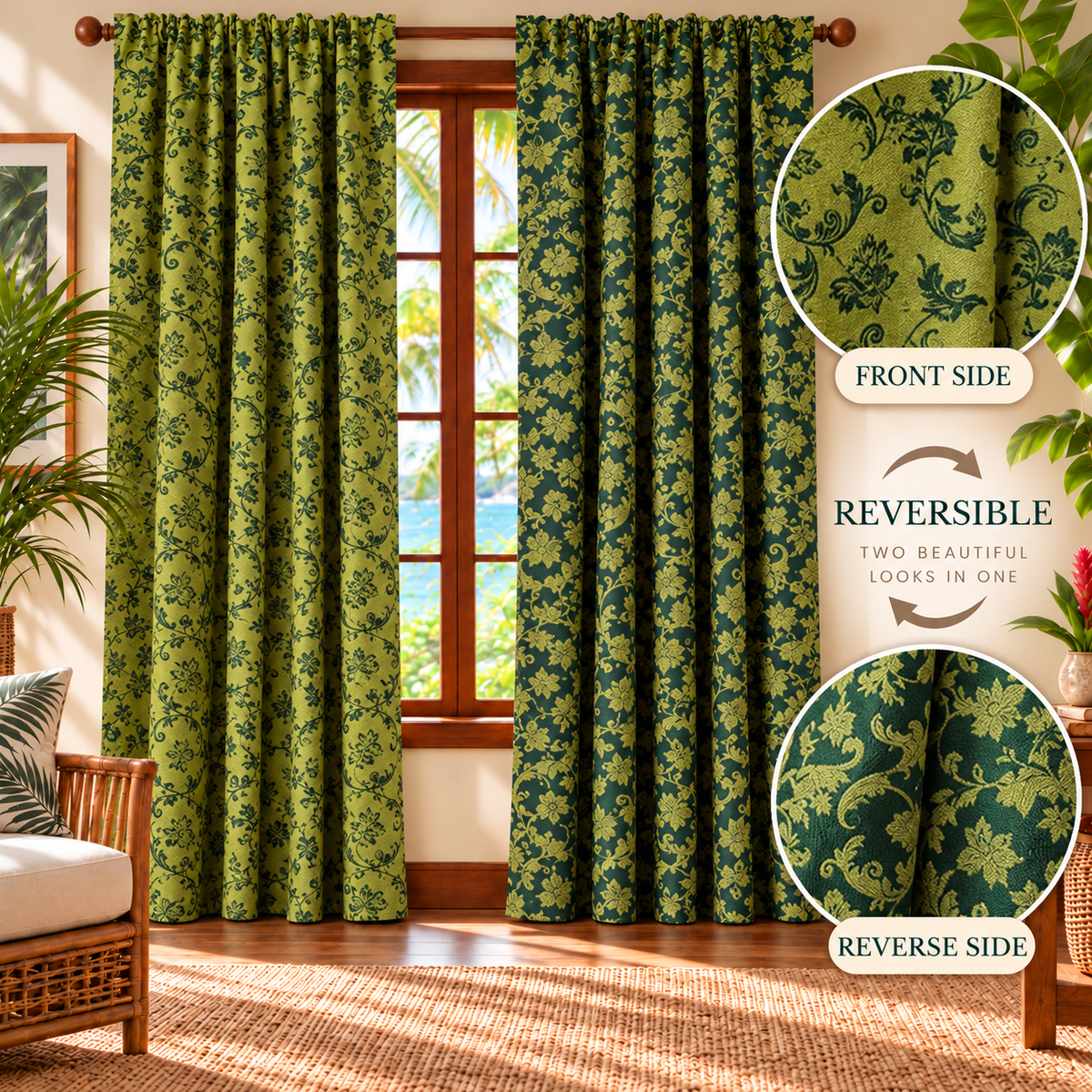 Paisley Reversible Panel | Semi-Blackout | Buy 1 Get 1 Free