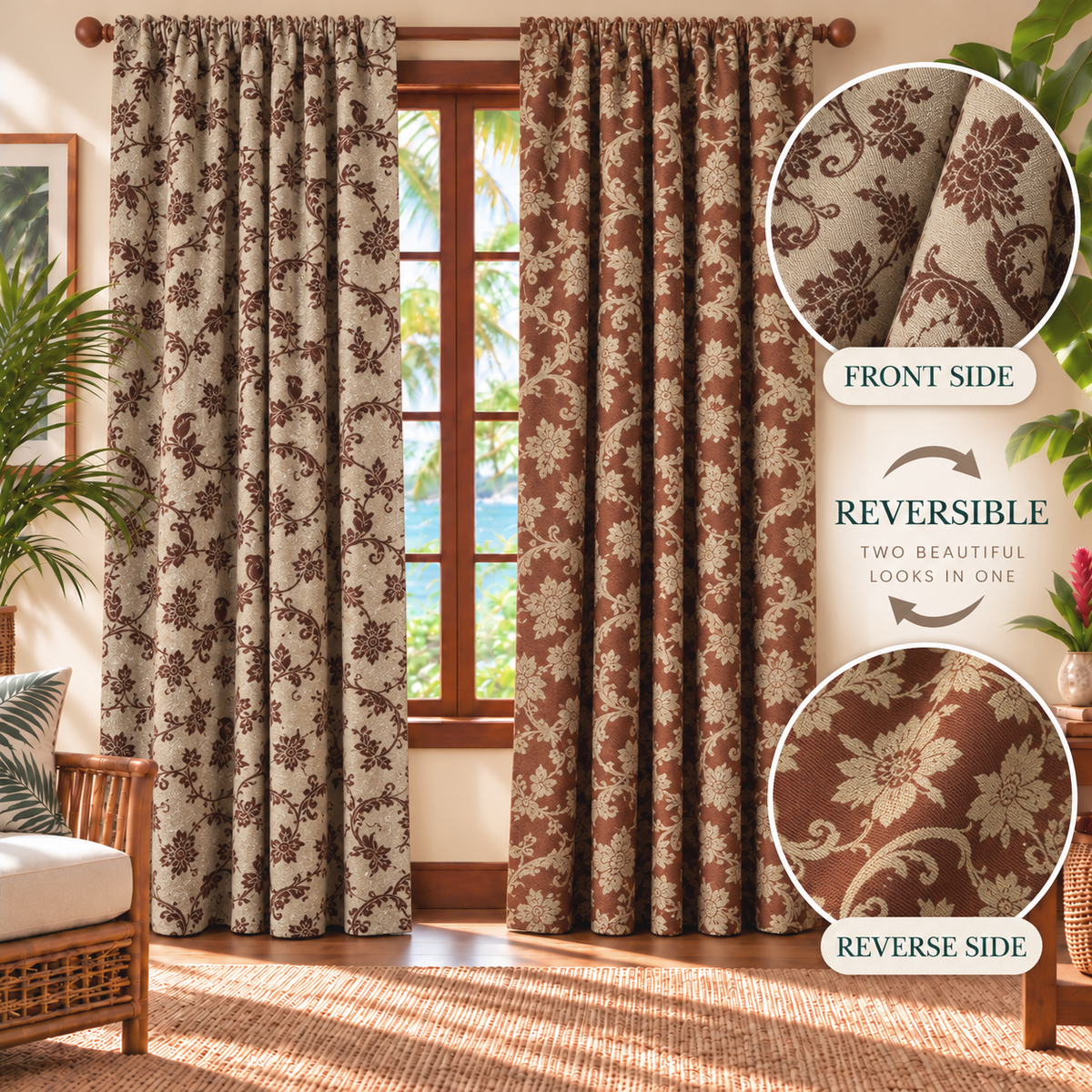 Paisley Reversible Panel | Semi-Blackout | Buy 1 Get 1 Free