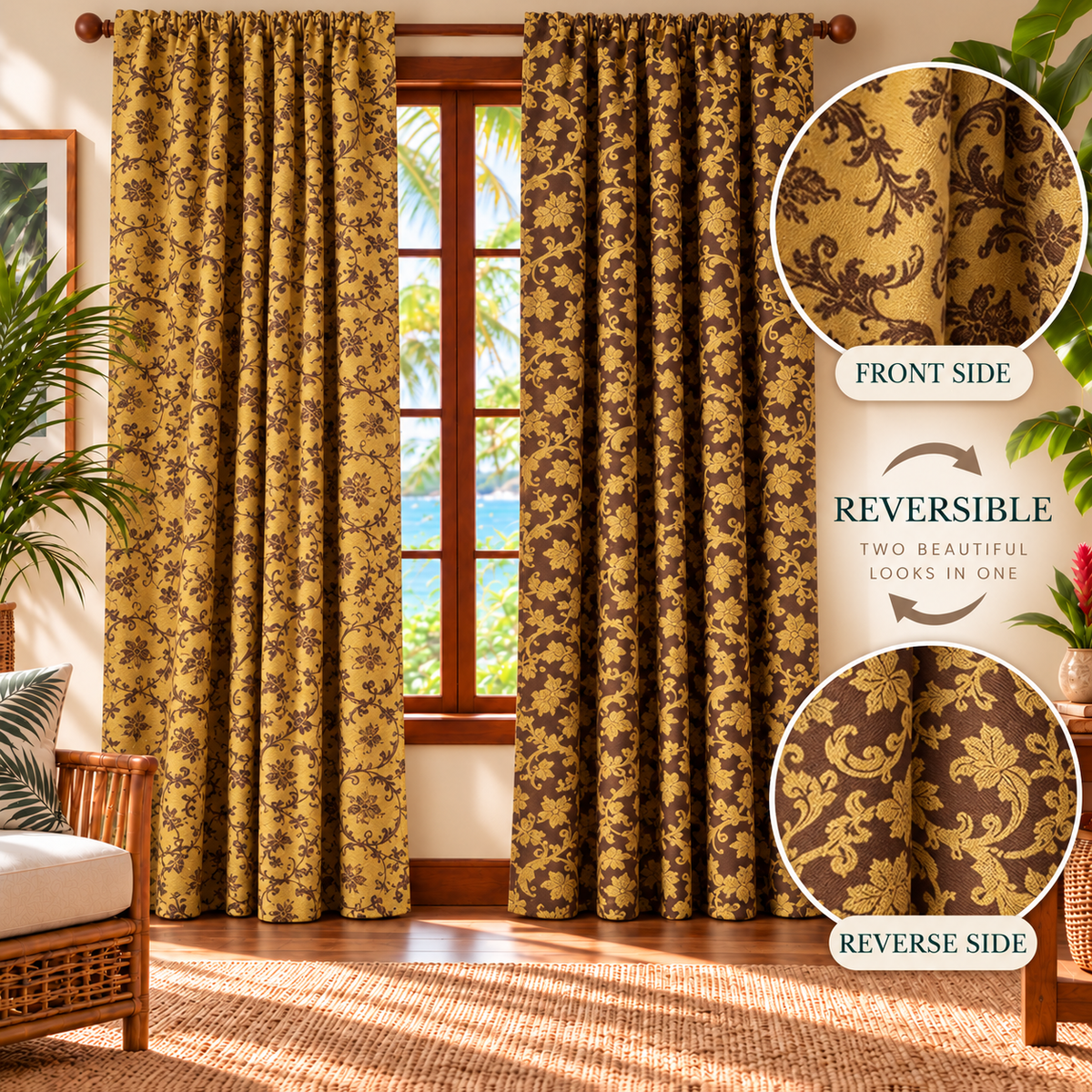 Paisley Reversible Panel | Semi-Blackout | Buy 1 Get 1 Free