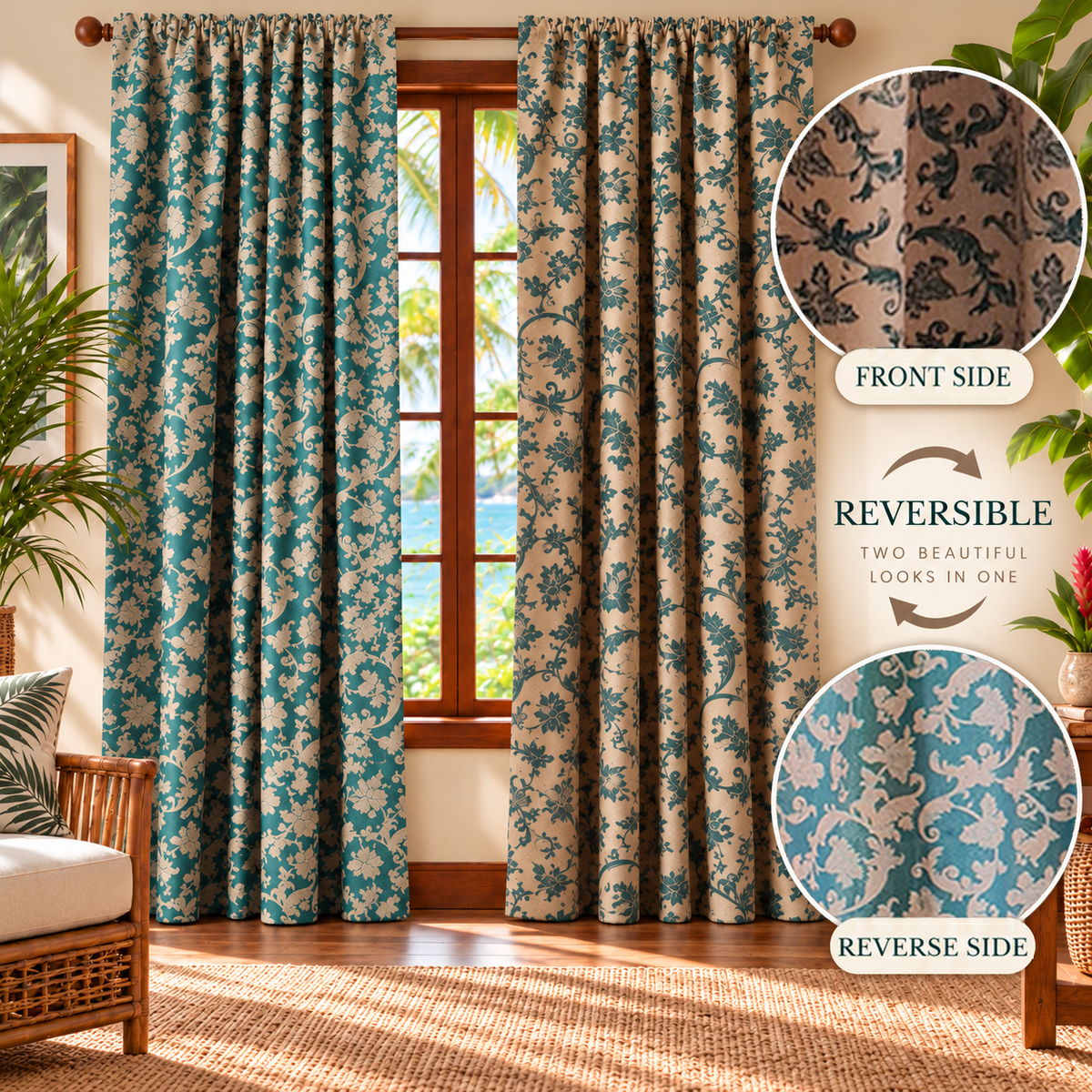 Paisley Reversible Panel | Semi-Blackout | Buy 1 Get 1 Free