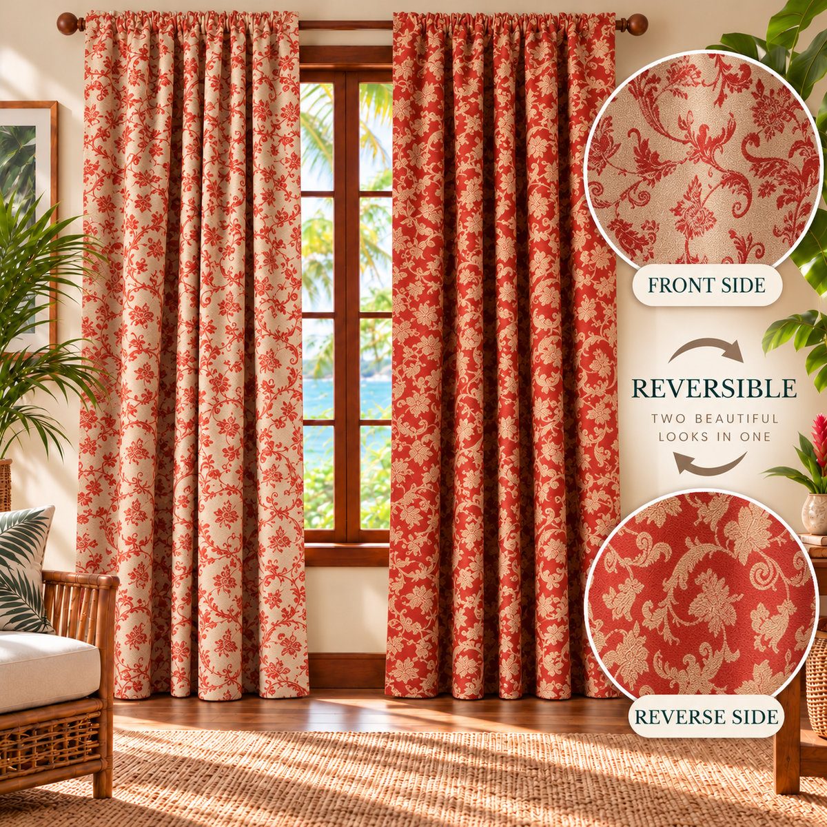 Paisley Reversible Panel | Semi-Blackout | Buy 1 Get 1 Free