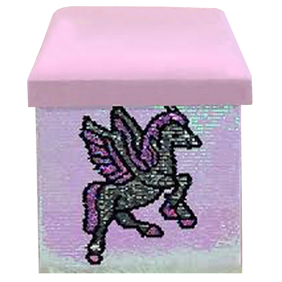 Foldable Ottoman Storage Box - Sequin Unicorn Design
